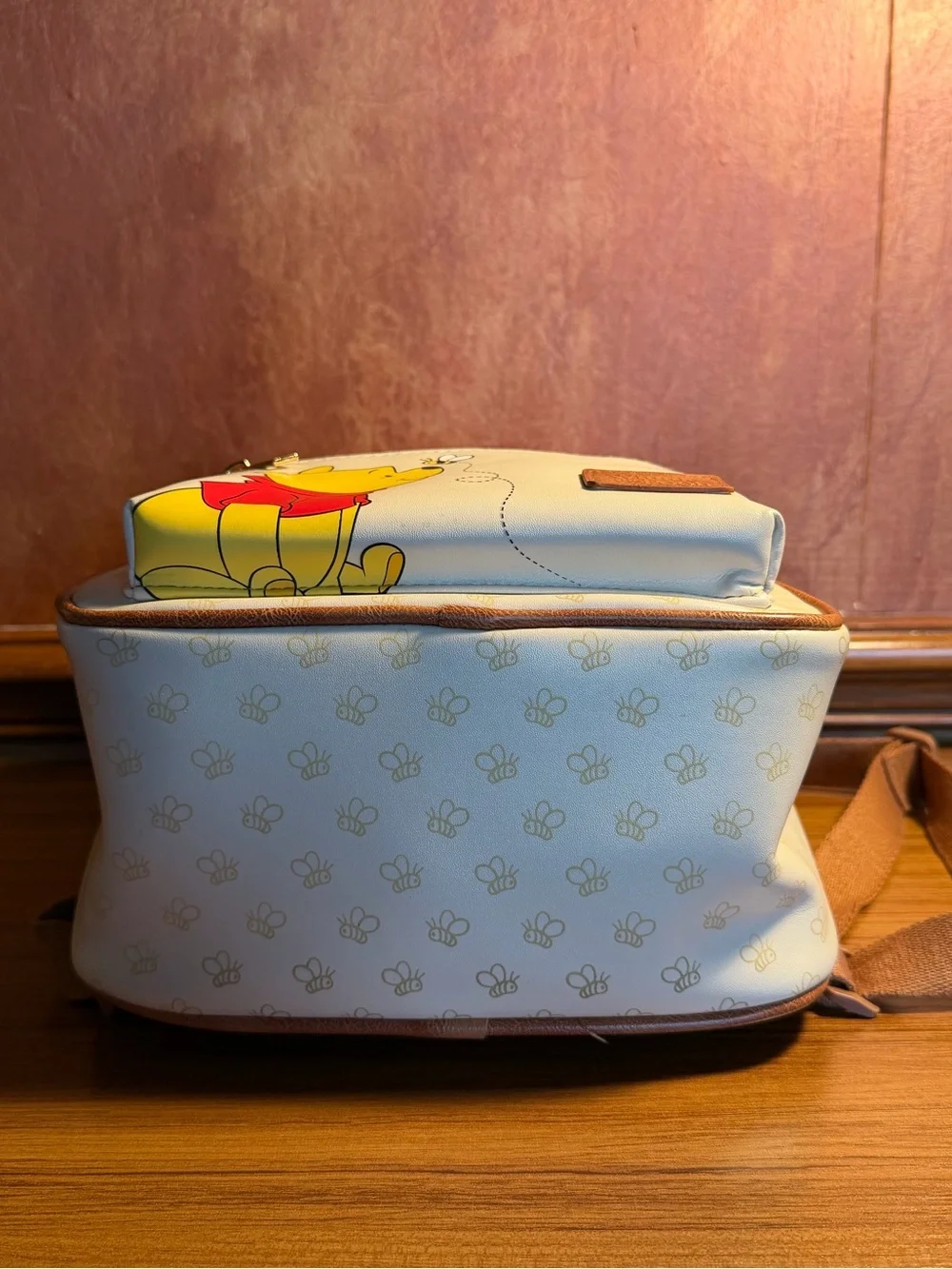 Disney Winnie the Pooh Mini Backpack Bioworld w/ Pooh Bag Clip EUC!